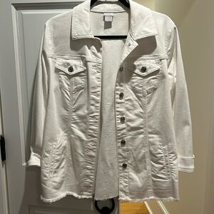 NWOT Chicos Size 1 (8) white denim jacket
